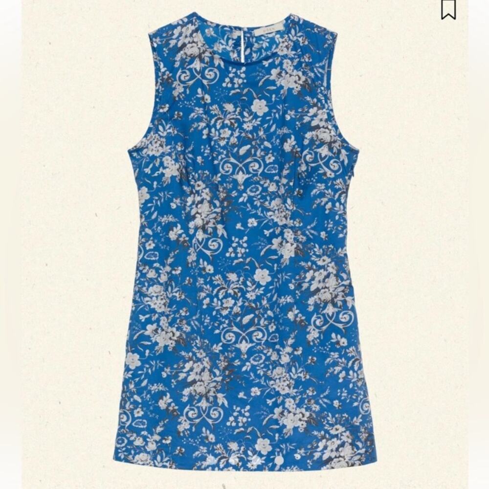 NWT Doen Adele Cotton Sleeveless Floral Mini Dress Jardins De La Fontaine Blue - Picture 12 of 13
